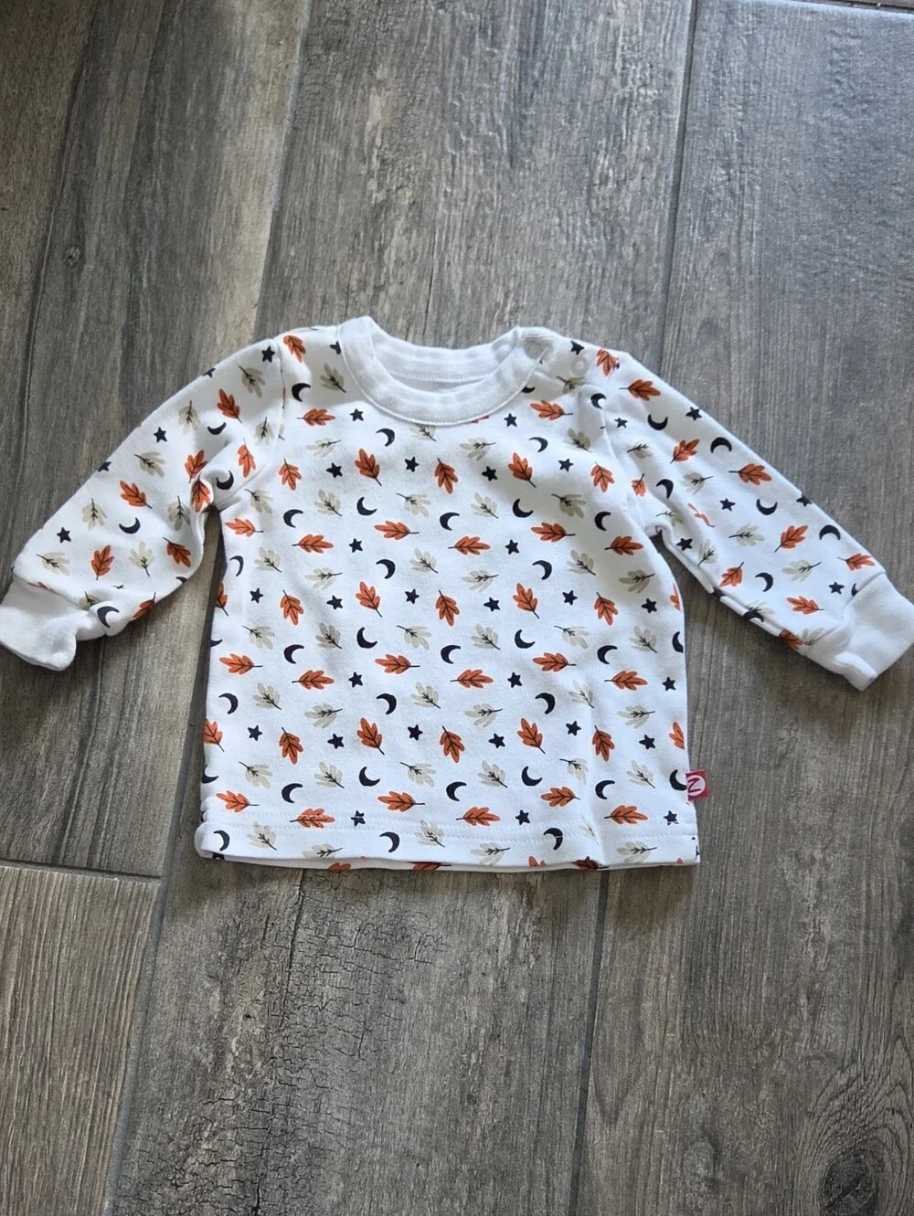 Zutano EUC 6 Months White/Black Leaf Print Shirt and Booties